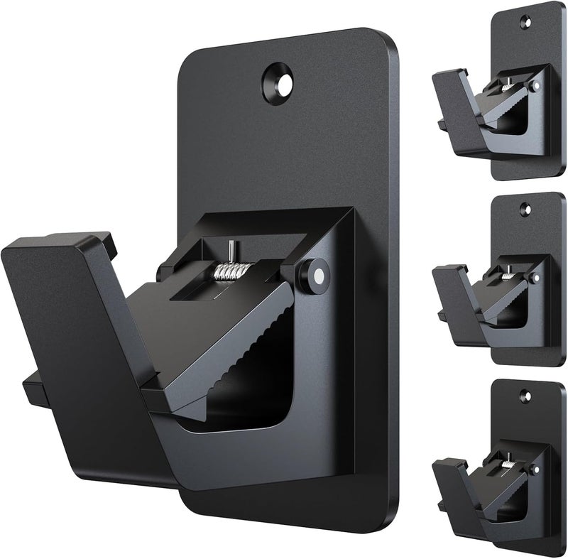 BMONATY Adhesive No Drill Curtain Rod Brackets - Heavy Duty 30LB Holders for Bathroom Bedroom Kitchen, Universal Damage-Free Window Rod Hooks with Nail-Free Installation (4PC Black) - Image 1